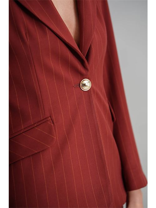 Giacca gessata Manuela Riva | GC08/904COGNAC